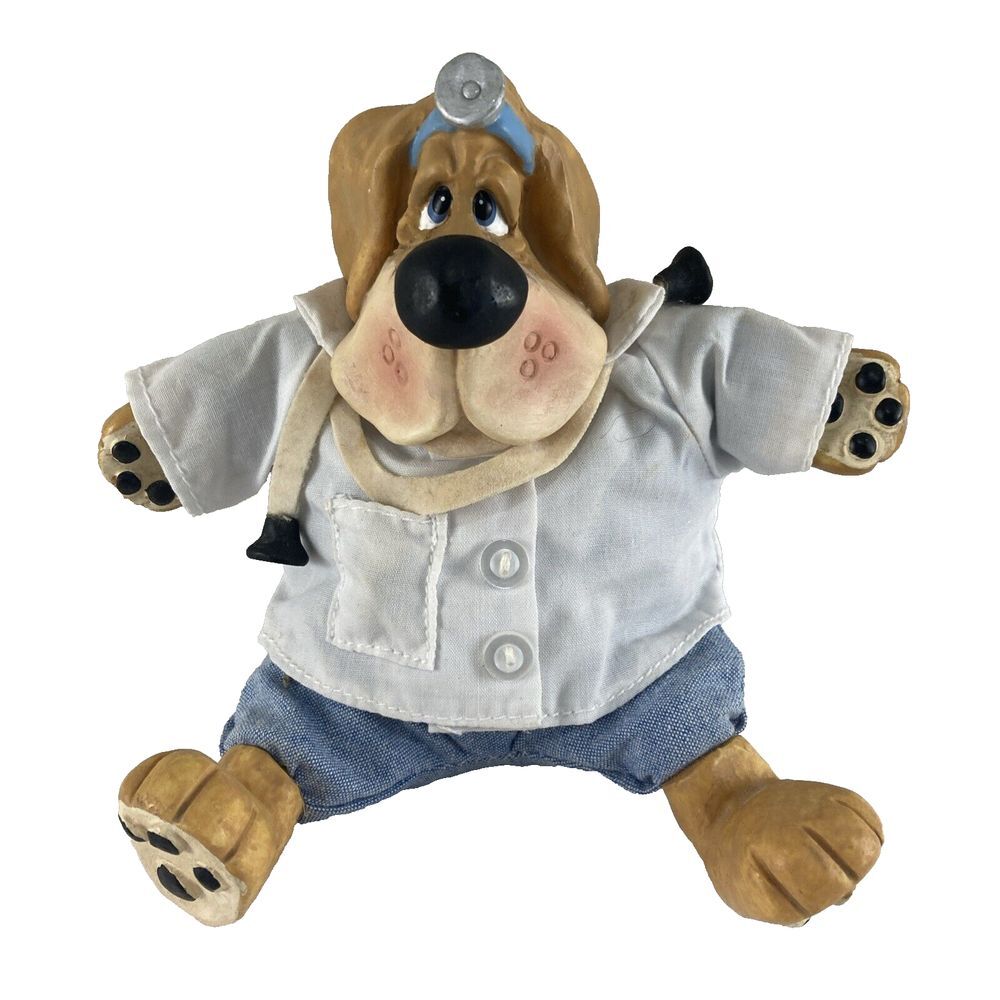 Vintage Russ Dr Will B Better 2532 Doctor Healthcare Dog Resin‎ Head Plush Body